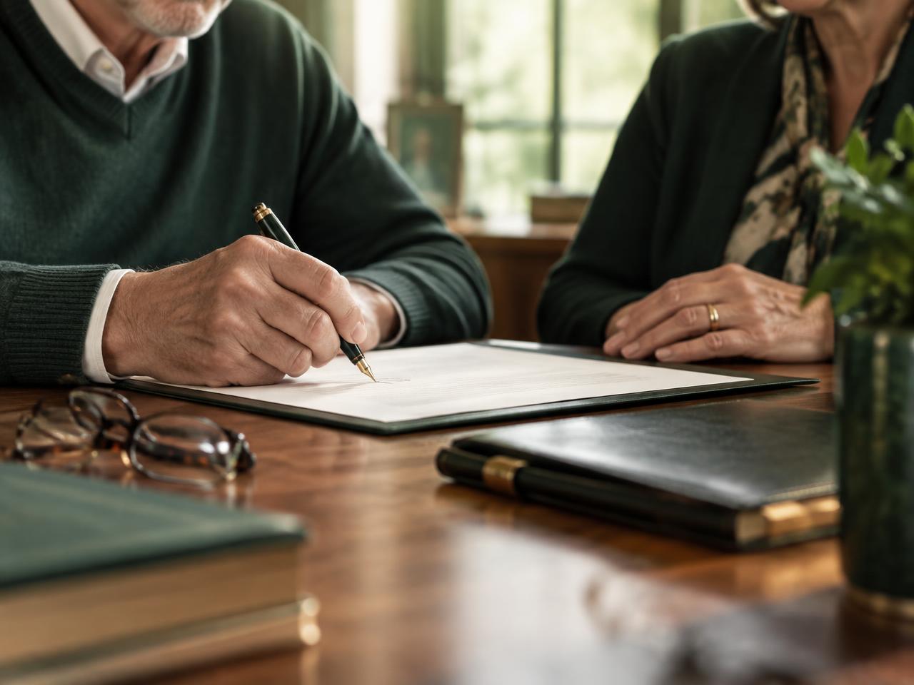 Signing estate planning documents with an accountant in Andover, Hampshire